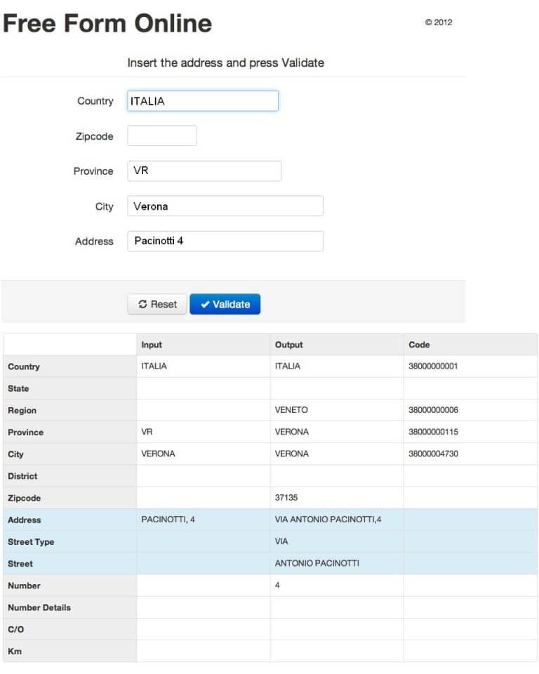 normalizzazione indirizzi online